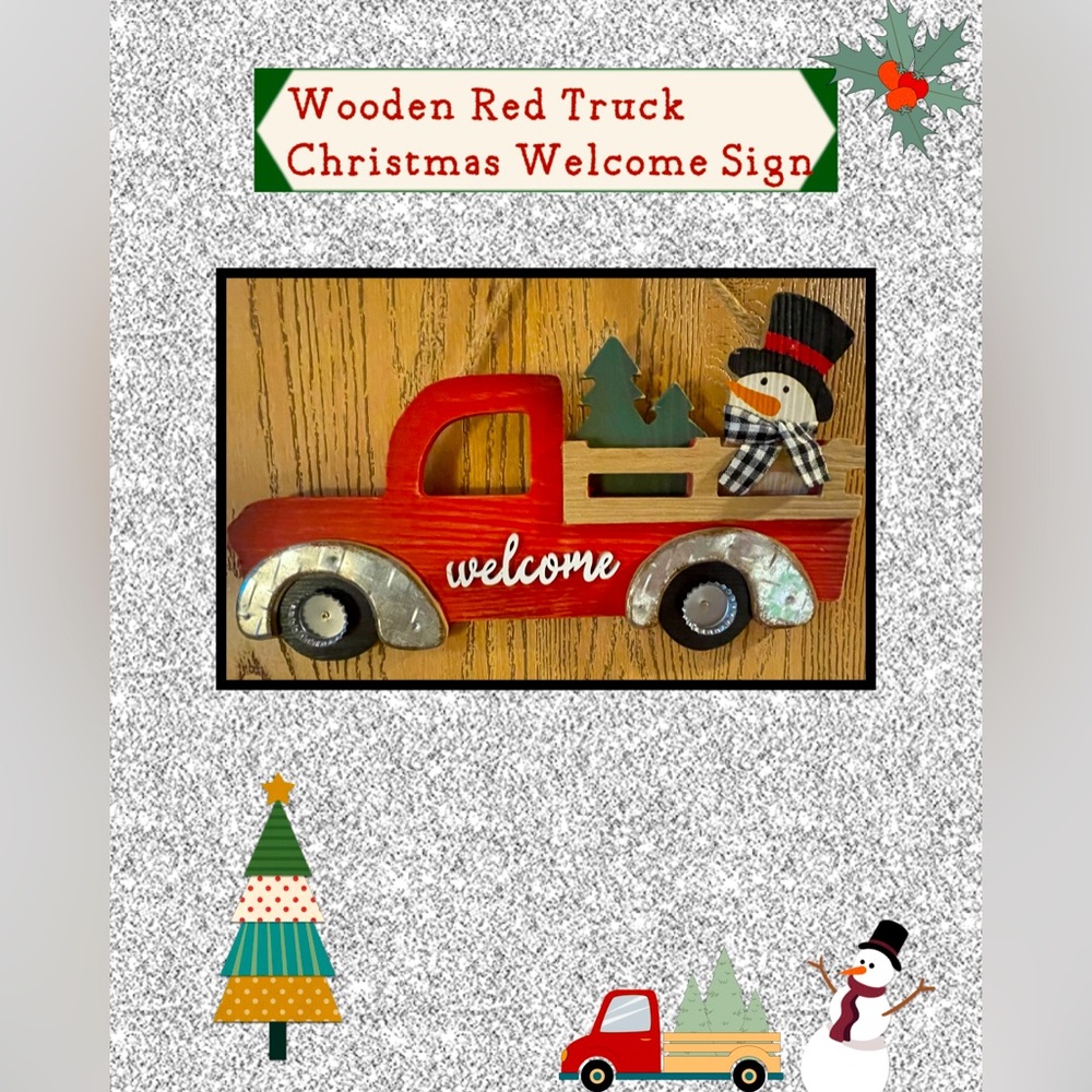Christmas Red Truck Sign